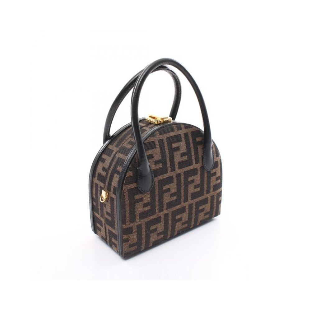 Pre Loved Fendi Selleria Mini Zucca Canvas and Leather Handbag Brown - Picture 2 of 8
